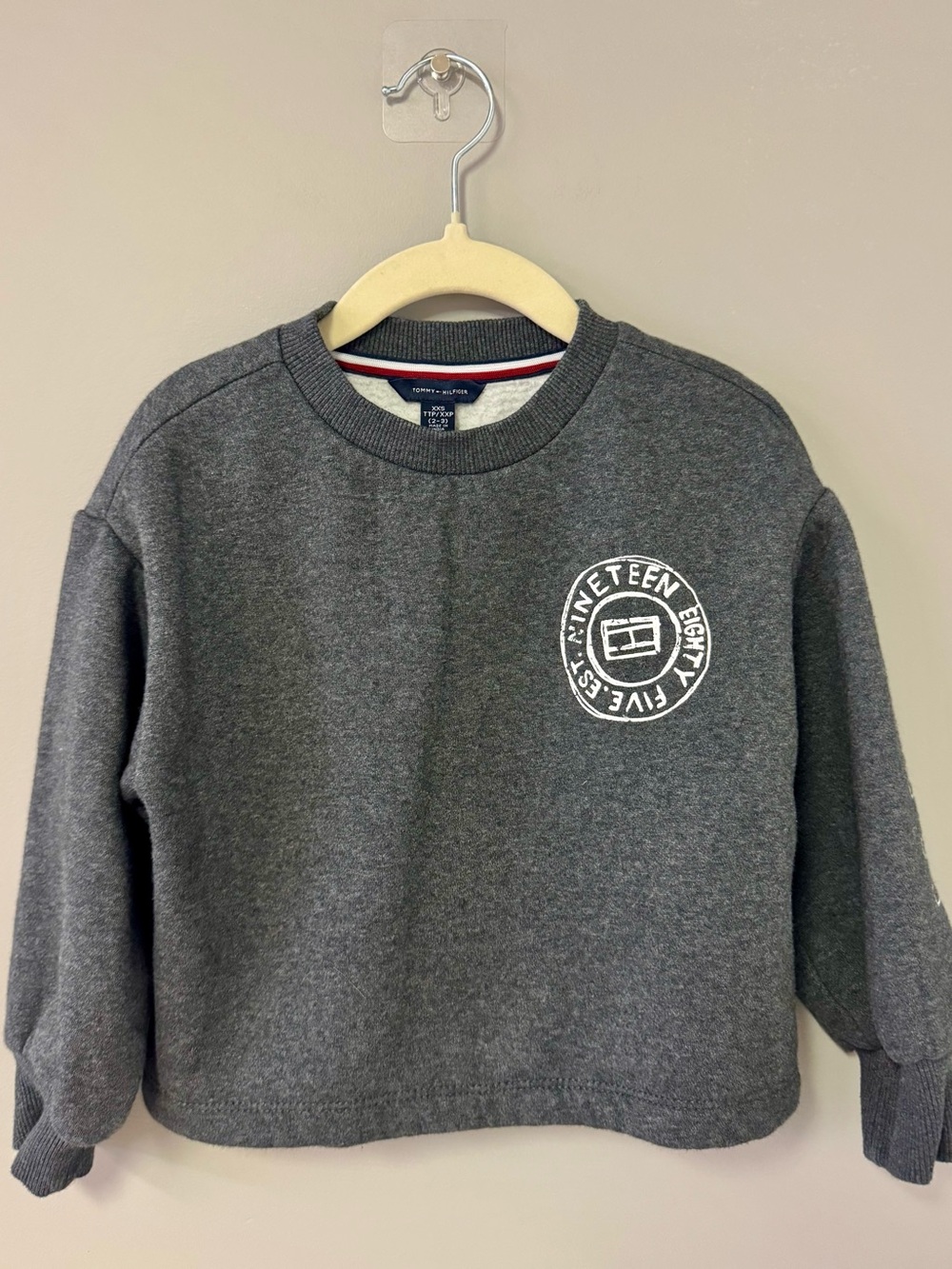 Tommy Hilfiger Dark Gray Crewneck Sweatshirt with White Logo
